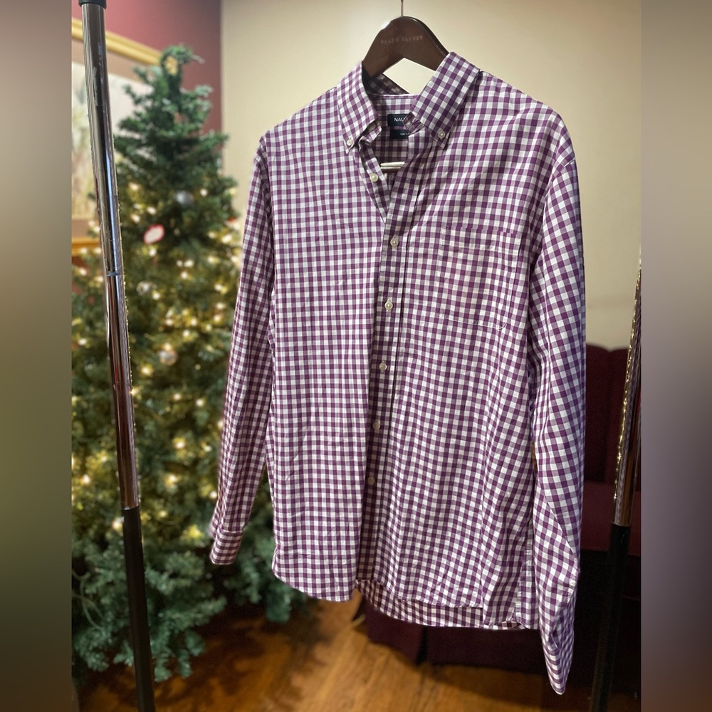 Náutica - Men’s Button Down - Purple/White - Sz- 16.5 ( 34/35 )